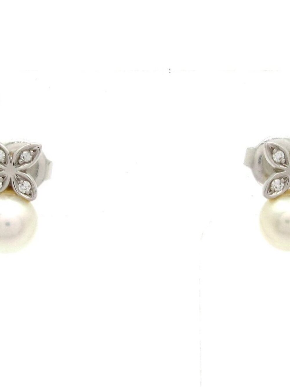 mikimoto 18K White Gold Diamond Pearl Earrings